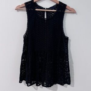 AMERICAN EAGLE Black Lace Baby Doll/Peplum Top Small